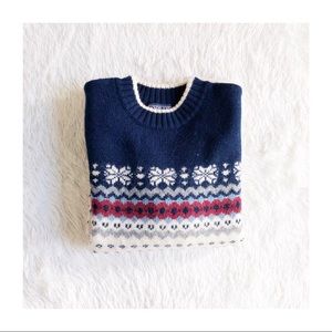 Lands End Fair Isles Ski Sweater Crew Neck M 10-12